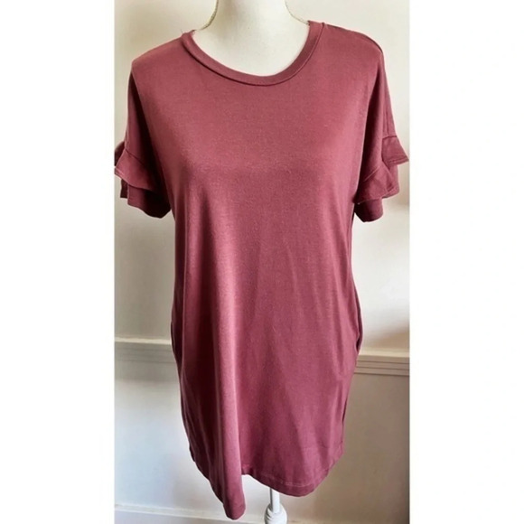 Lush • Mauve Ruffle Sleeve Pocket Dress - Picture 1 of 6